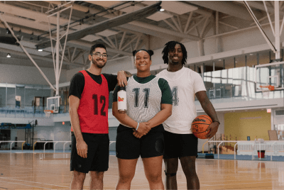 Group of players from Grassroots Canada on a basketball court