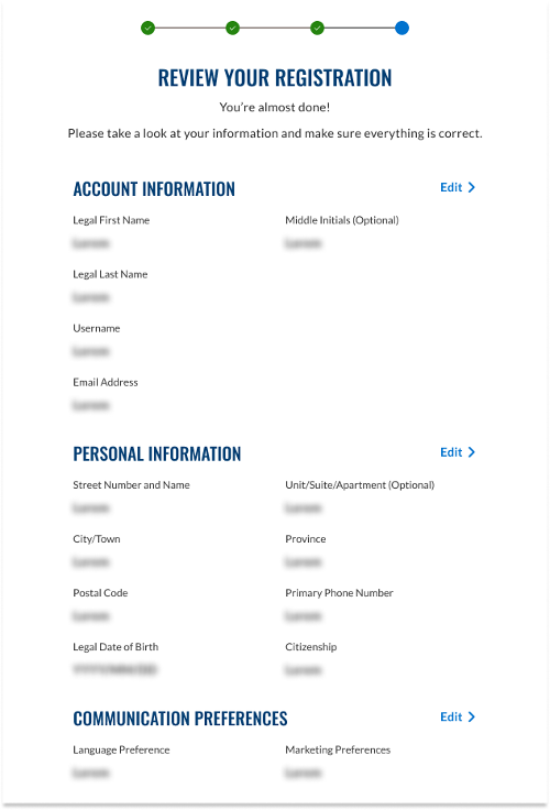 Step 4 create account screen
