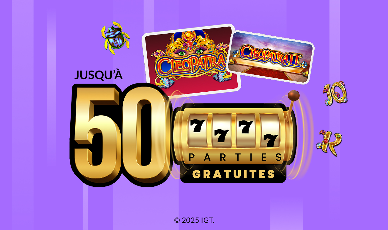 Découvrez les mystères de l’Égypte ancienne pour avoir une chance de gagner!  Cleopatra, Cleopatra II, Cleopatra Christmas. Copyright IGT.