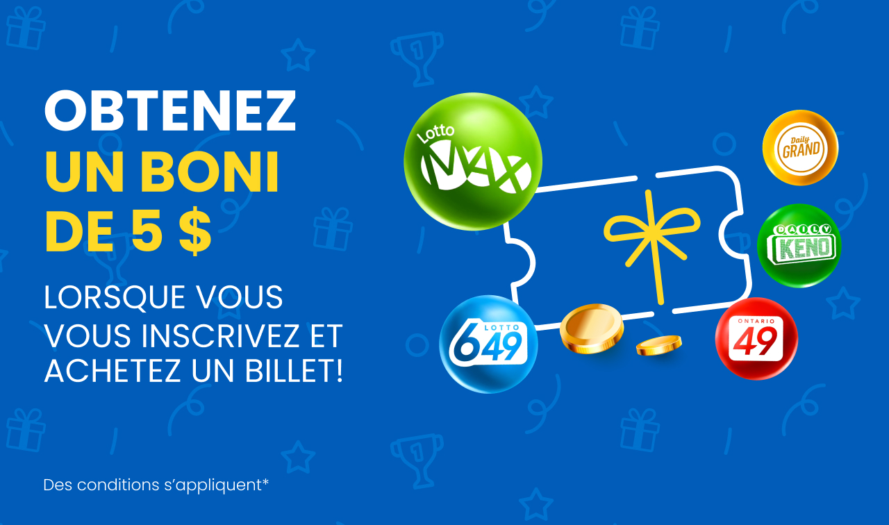 Obtenez un boni de 5 $ lorsque vous vous inscrivez et achetez un billet!