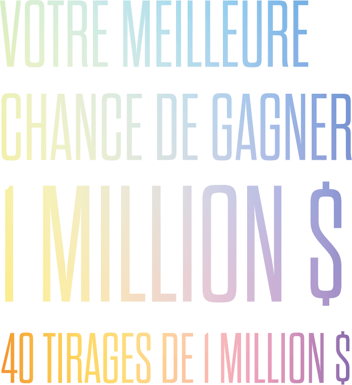 Your best chance to win a million. 40 draws of $1 million