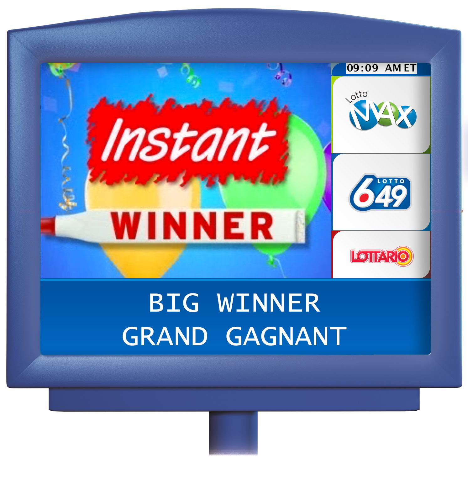 Customer display screen showing “Instant WINNER”