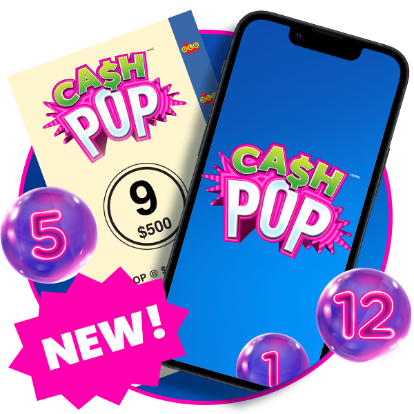 New! CASH POP lottery. Available online and at retail. 