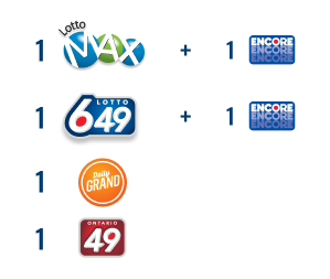 1 LOTTO MAX 1 ENCORE + 1 LOTTO 649 1 ENCORE + 1 DAILY GRAND + 1 ONTARIO49