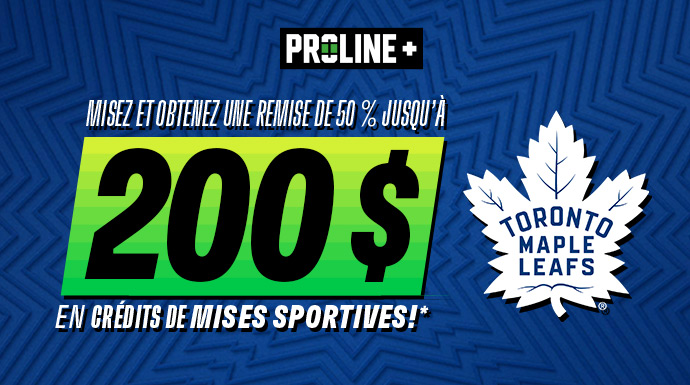 PROLINE+ - MISEZ ET OBTENEZ UNE REMISE DE 50 % JUSQU’À 200 $ EN CRÉDITS DE MISES SPORTIVES!*