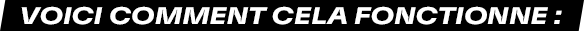 VOICI COMMENT CELA FONCTIONNE :