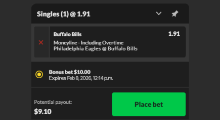 Bonus Bets betslip