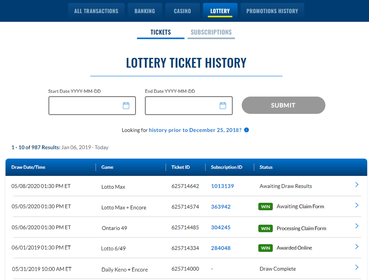 How to check olg tickets purchased online